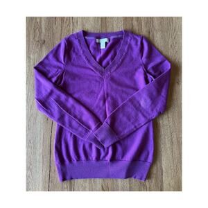 Banana Republic Extra Fine Merino Wool Purple Sweater Size Small